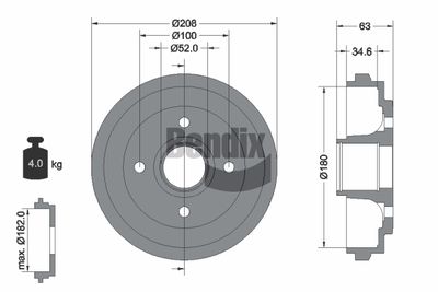 BDM1056 BENDIX Braking Тормозной барабан