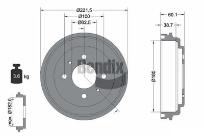 BDM1109 BENDIX Braking Тормозной барабан