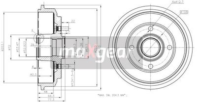 192316 MAXGEAR Тормозной барабан