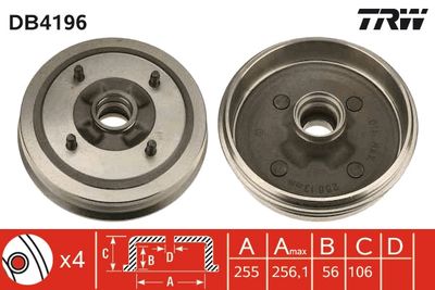 DB4196 TRW Тормозной барабан