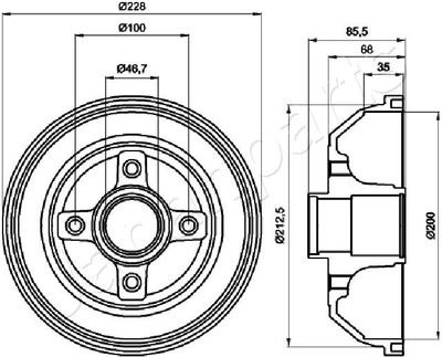 TA0408 JAPANPARTS Тормозной барабан