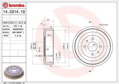 BT1165 BRECO Тормозной барабан