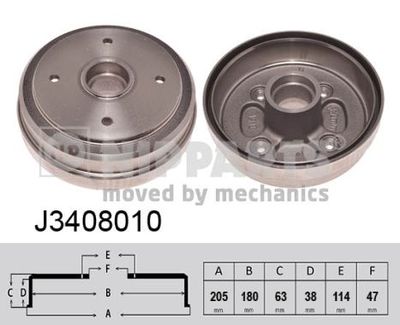 J3408010 NIPPARTS Тормозной барабан