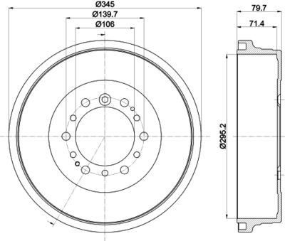 8DT355302971 HELLA Тормозной барабан