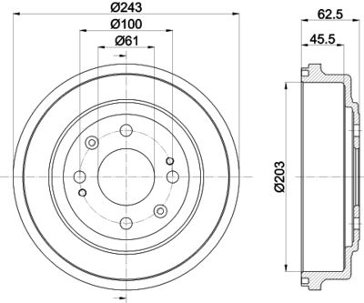 8DT355300231 HELLA Тормозной барабан