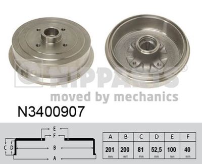 N3400907 NIPPARTS Тормозной барабан