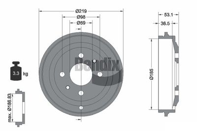 BDM1043 BENDIX Braking Тормозной барабан