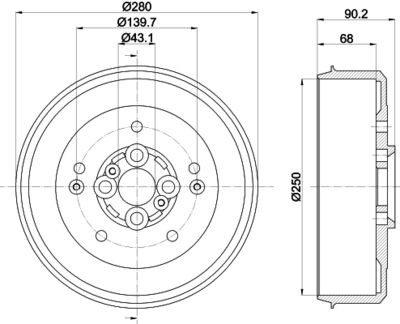 8DT355300881 HELLA Тормозной барабан