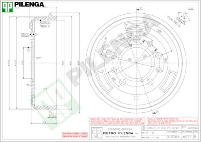 6077 PILENGA Тормозной барабан