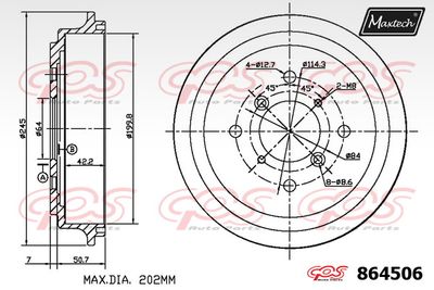 864506 MAXTECH Тормозной барабан