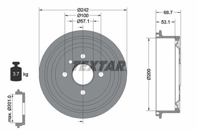 94048600 TEXTAR Тормозной барабан