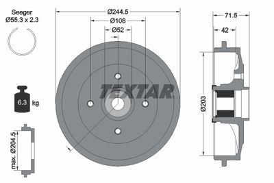 94041200 TEXTAR Тормозной барабан