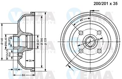 800936 VEMA Тормозной барабан