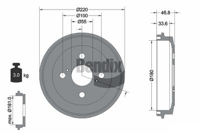 BDM1104 BENDIX Braking Тормозной барабан