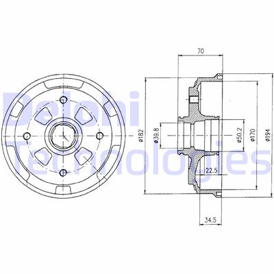 BF263 DELPHI Тормозной барабан