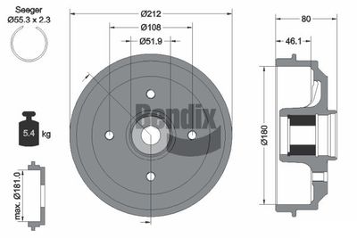 BDM1132 BENDIX Braking Тормозной барабан