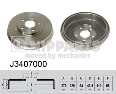 J3407000 NIPPARTS Тормозной барабан