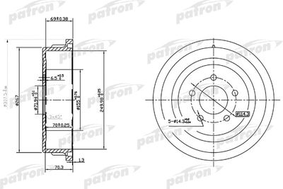 PDR1482 PATRON Тормозной барабан