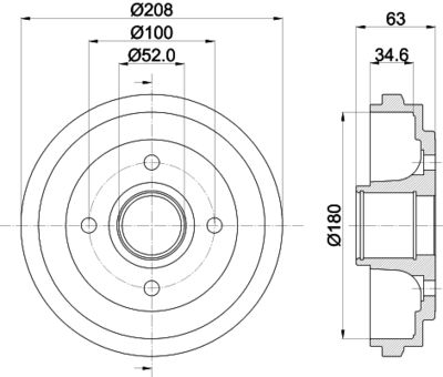 8DT355300381 HELLA Тормозной барабан