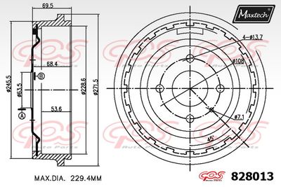 828013 MAXTECH Тормозной барабан