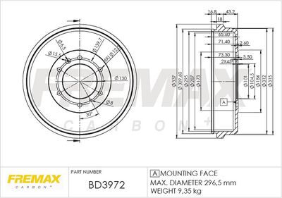 BD3972 FREMAX Тормозной барабан