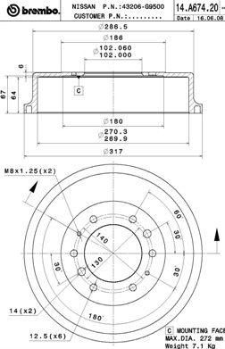 BT1673 BRECO Тормозной барабан