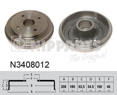 N3408012 NIPPARTS Тормозной барабан