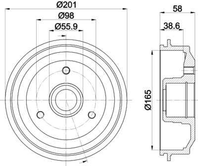 8DT355300051 HELLA PAGID Тормозной барабан