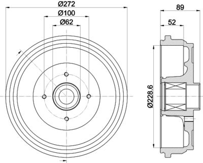 8DT355303111 HELLA Тормозной барабан