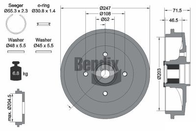 BDM1130 BENDIX Braking Тормозной барабан