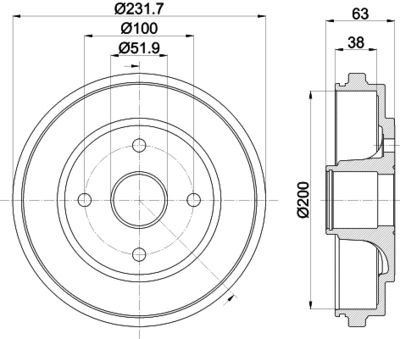 8DT355301031 HELLA PAGID Тормозной барабан