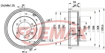 BD7044 FREMAX Тормозной барабан