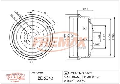 BD6043 FREMAX Тормозной барабан