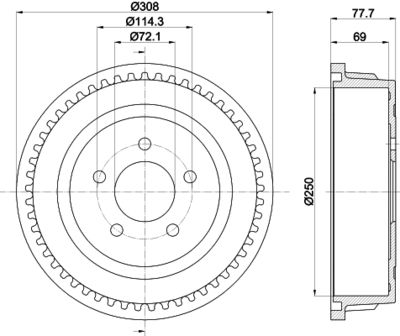 8DT355300721 HELLA PAGID Тормозной барабан