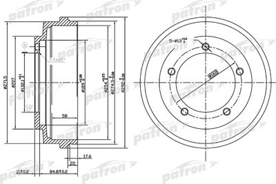 PDR1067 PATRON Тормозной барабан