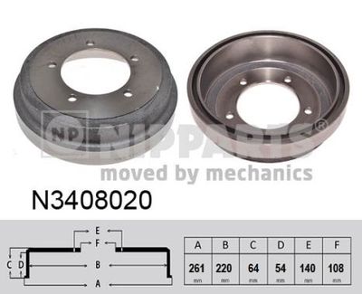 N3408020 NIPPARTS Тормозной барабан