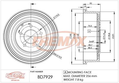 BD7929 FREMAX Тормозной барабан