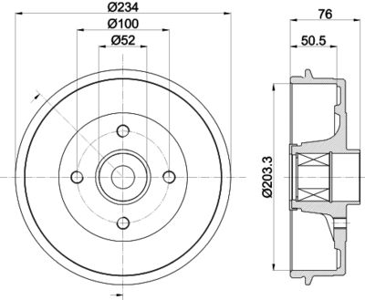 8DT355302871 HELLA Тормозной барабан