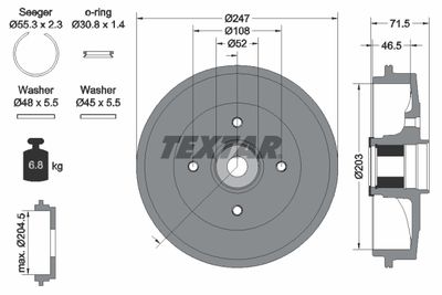 94041600 TEXTAR Тормозной барабан