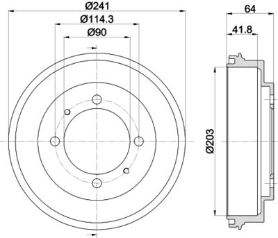 8DT355300841 HELLA Тормозной барабан