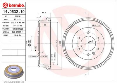 BT1172 BRECO Тормозной барабан