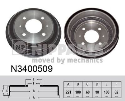 N3400509 NIPPARTS Тормозной барабан