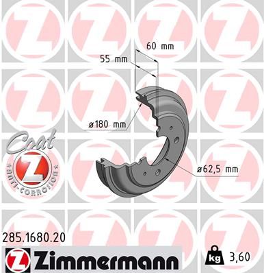 285168020 ZIMMERMANN Тормозной барабан