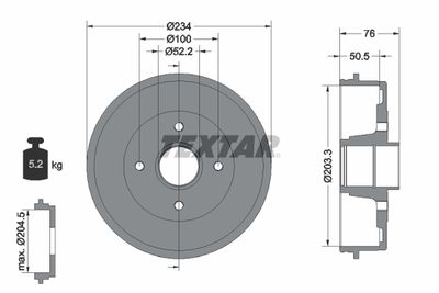 94019700 TEXTAR Тормозной барабан