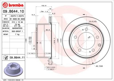 09B64410 BREMBO Тормозной диск