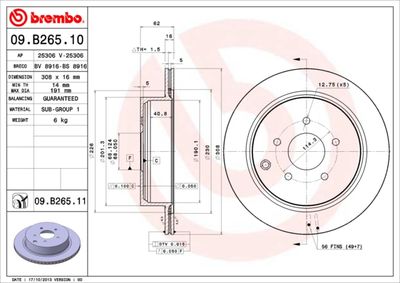 09B26511 BREMBO Тормозной диск