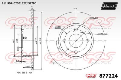 877224 MAXTECH Тормозной диск