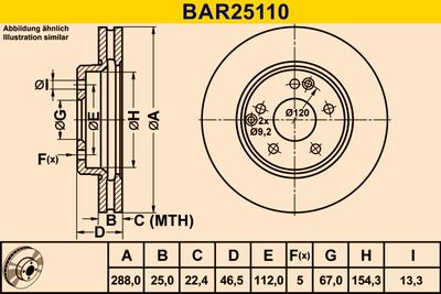 BAR25110 BARUM Тормозной диск