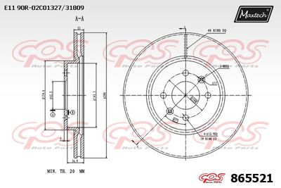 865521 MAXTECH Тормозной диск