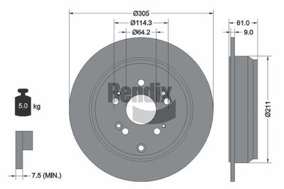 BDS1732 BENDIX Braking Тормозной диск